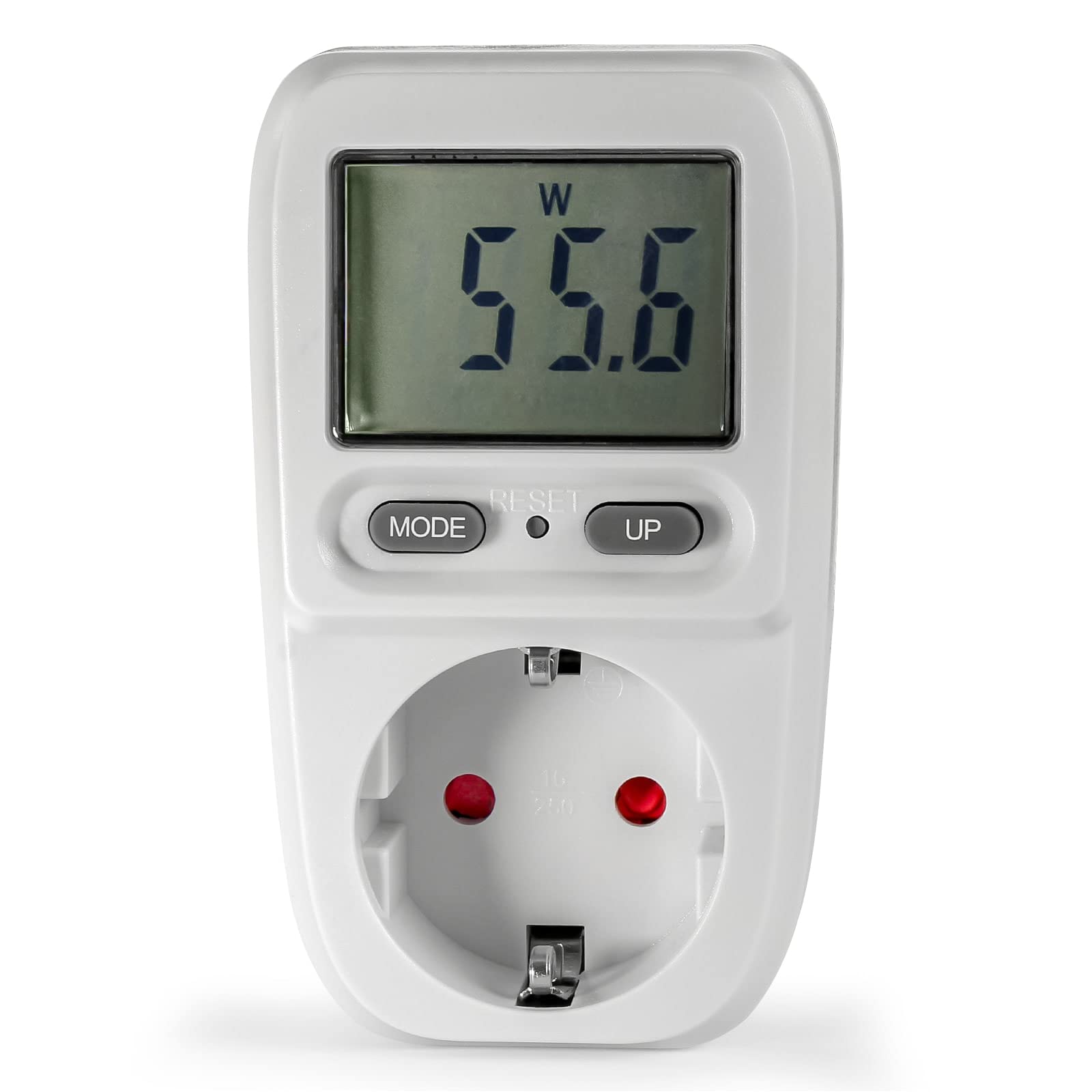Eaxus® 4er Set Energiekostenmessgerät Steckdose mit Display - Strommesser Verbrauchsmessgerät bis 3680 Watt, Weiß