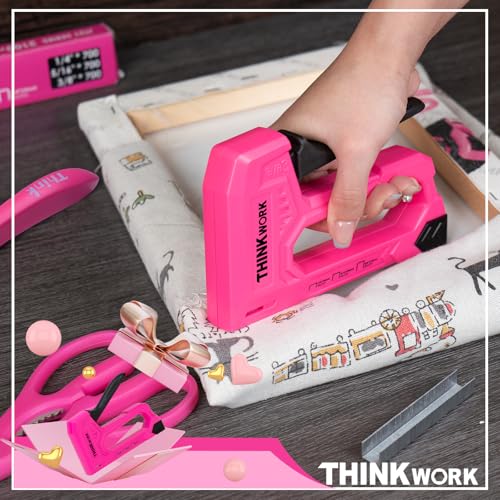THINKWORK Light Duty Staple Gun, Pink Upholstery Staple Gun for Wood with 1600pcs JT21 Staples 1/4", 5/16", 3/8" and Staple Remover, Women Fabric Stapler Gun for Crafts, Wall, Arts, DIY, Decortion 5 THINKWORK Light Duty Staple Gun, Pink Upholstery Staple Gun for Wood with 1600pcs JT21 Staples 1/4", 5/16", 3/8" and Staple Remover, Women Fabric Stapler Gun for Crafts, Wall, Arts, DIY, Decortion - Image 5