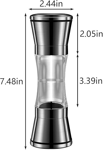 Miniatura 7 de Molinillo de sal y pimienta de doble cabeza, manual de acero inoxidable 304 para cocina y hogar, botella de molinillo de sal marina y pimienta,