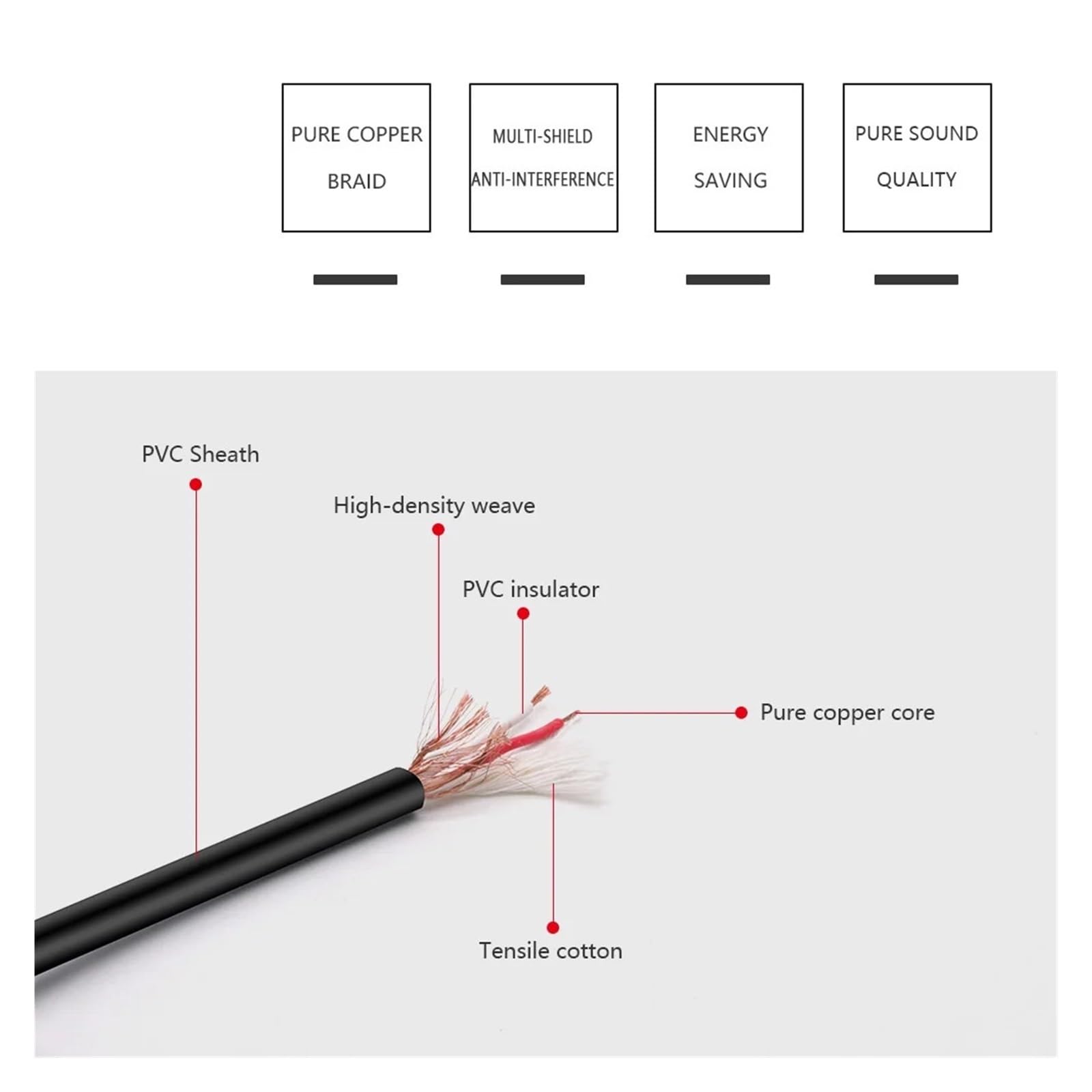 Câble audio 3,5 mm mâle coudé vers 6,35 mm mâle, prise stéréo 3 pôles, à souder, 3 broches, prise casque DIY, noir et rouge(Black Black,8m)