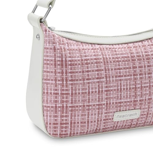 Image of Fastrack Women's Basketweave Shoulder Bag | Top Zip Closure, Comfortable Shoulder Straps, Inner Utility Pockets | Textured Fabric Bag | 6 Months Warranty