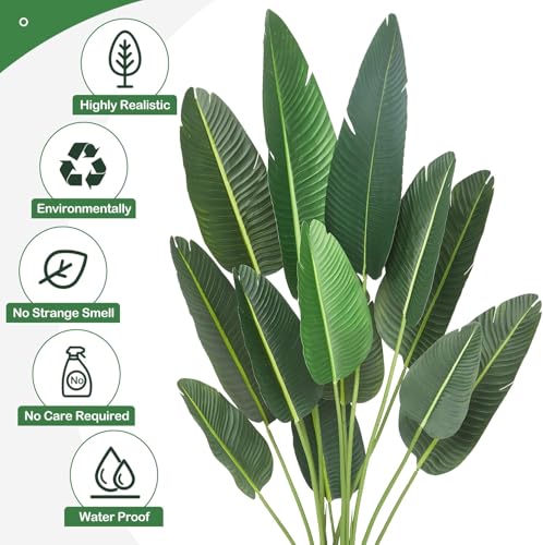 GarveeHome 72 inchs Artificial Tree Bird of Paradise Artificial Plant with 13 Trunks Fake Tree - 6 Feet Faux Plants Fake Banana Tree Plant with Pot Artificial Trees for Home Decor Indoor Outdoor