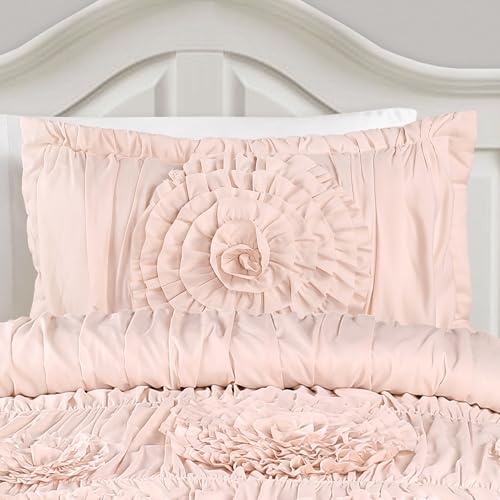 Image of Lush Decor Serena Comforter Set, 2 Piece Set, Twin XL, Blush - Pink Bedding Set Twinxl - Cute Comforter Twin XL Size - Coquette Dorm Decor