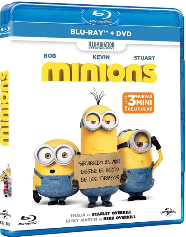 Minions [Blu-ray] Starring Sandra Bullock, Jon Hamm, Steve Carell  Despicable Me Franchise Movie – Includes Mini-Movies [Spanish Artwork]