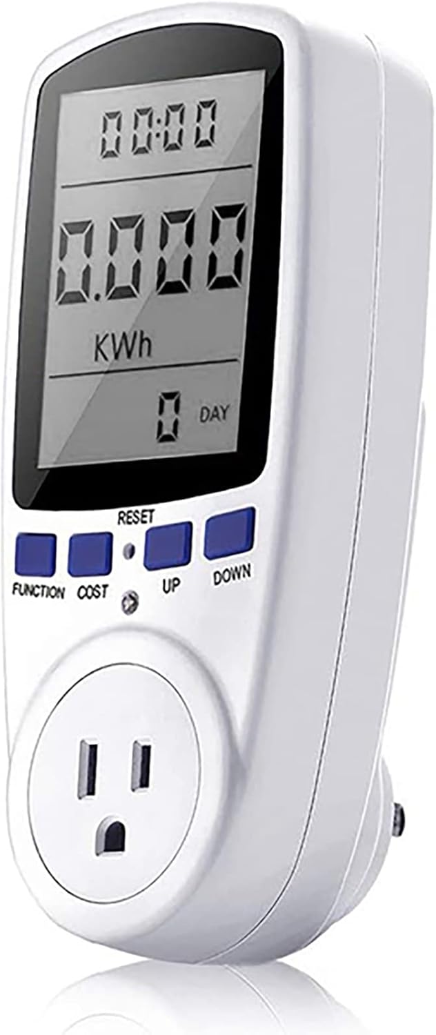 Power Meter Electricity Usage Monitor Plug Large LCD Display Power