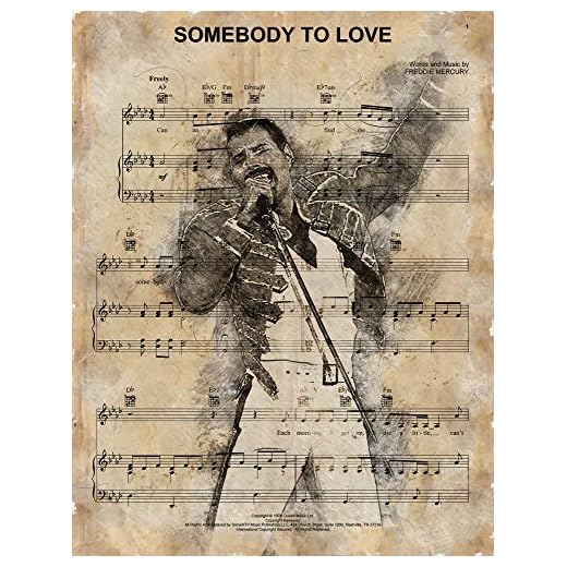 The Shizzle Print Co 'Somebody to Love Queen Music Artists & Lyrics Collection - Gallery Metal - 51 x 41 cm (20 x 16 tum)