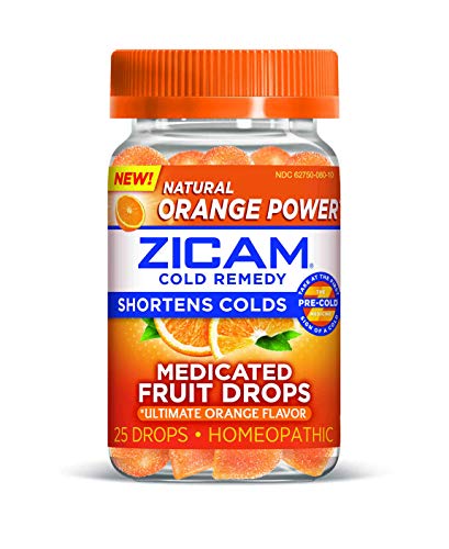 ZICAM Cold Remedy Ultimate Orange Fruit Drops, Homeopathic Medicine for Shortening Colds, 25