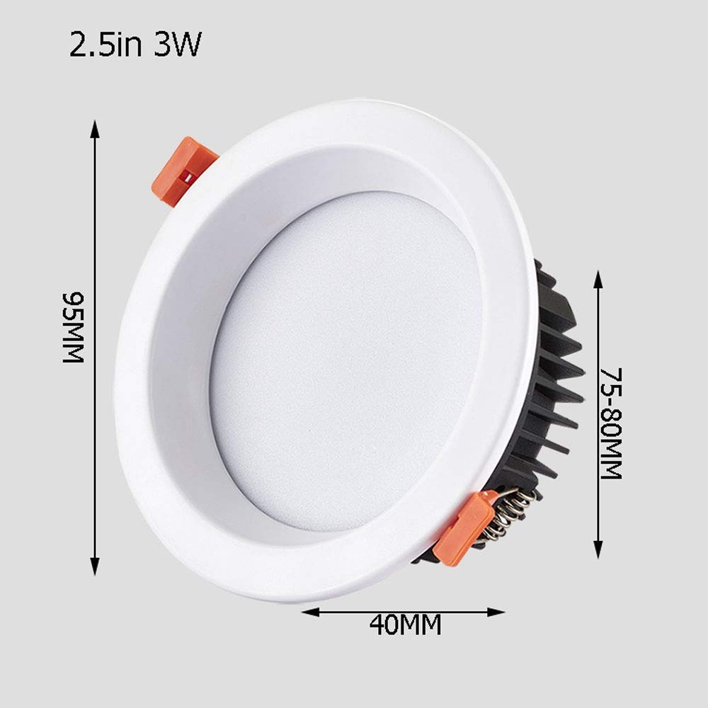 LED-Deckenleuchten, Strahler, weißes rundes Panel, integrierte Einbau-Downlights, 3 W, 3000 K, 4000 K, 6000 K, for Wohnzimmer, Schlafzimmer, Küche, Dekoration, Waschwandlampen, Akzentlampe O ( Color :
