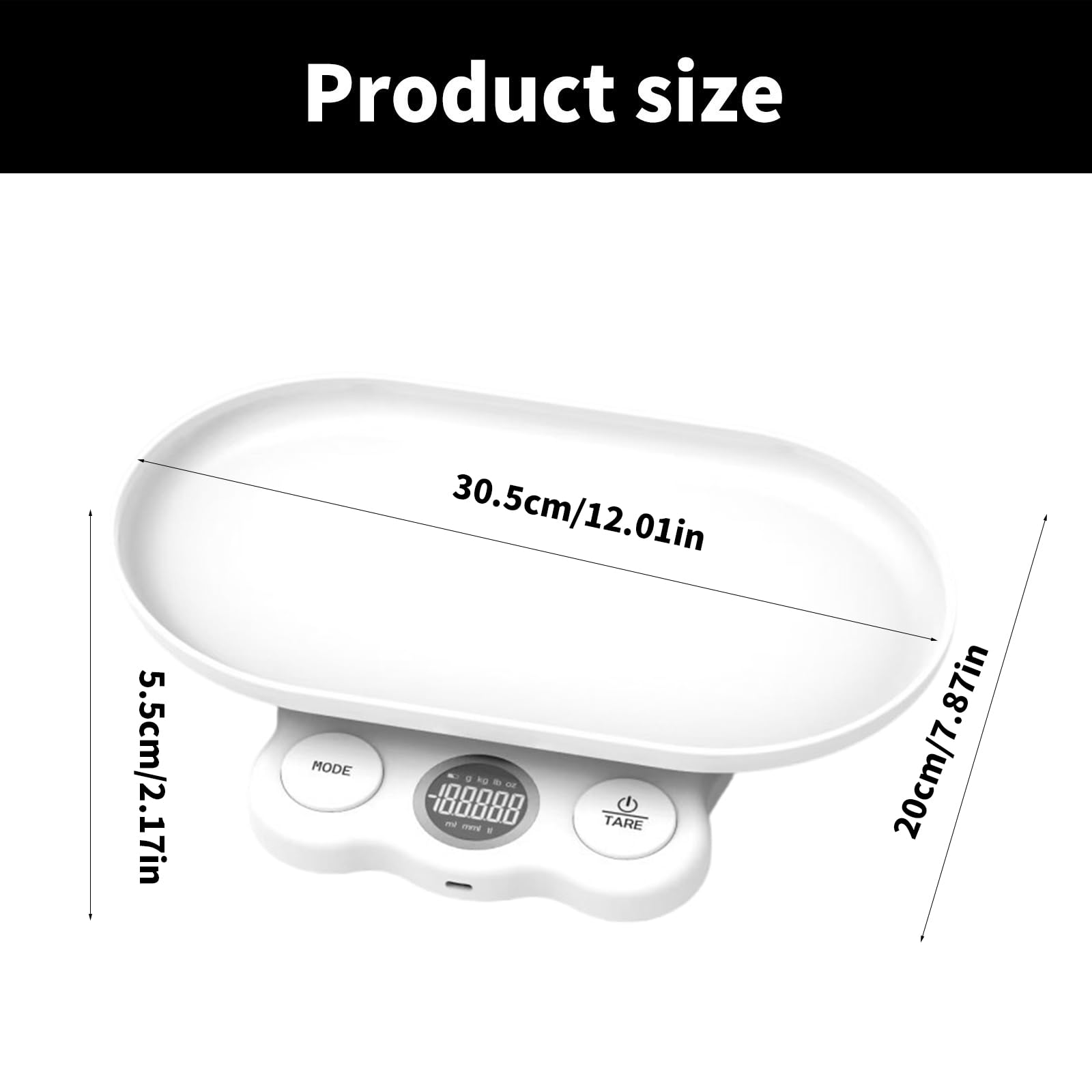 Báscula para bebés y mascotas con bandeja desmontable, función de bloqueo automático, para bebés de hasta 5 kg, con textura ABS