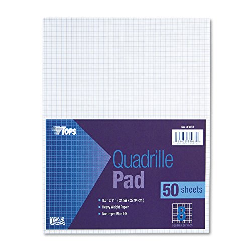 Papel blanco cuadriculado Tops con acabado superior Gum-Top de 50 hojas limpias