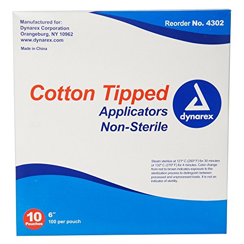Dynarex Cotton Tipped Applicators 6 inch 1000 ea (Pack of 2)