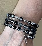 FavorOnline Glass Wrap Rosary Bracelet with Cross