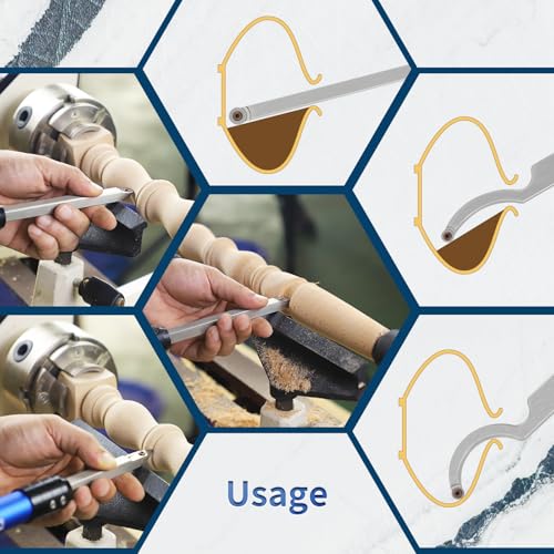 DEEFIINE Carbide Tipped Wood Lathe Turning Tools Set, Lathe Rougher Finisher Swan Neck Hollowing Tools and Interchangeable Soft Grip Handle with Diamond Round Square Carbide Inserts 6 DEEFIINE Carbide Tipped Wood Lathe Turning Tools Set, Lathe Rougher Finisher Swan Neck Hollowing Tools and Interchangeable Soft Grip Handle with Diamond Round Square Carbide Inserts - Image 6