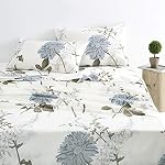 Wake In Cloud - Floral Sheet Set, 100% Cotton Bedding, Botanical Flowers Pattern Printed (4pcs, King Size)