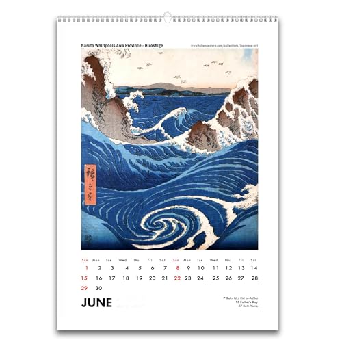 Image of Tallenge - New Year 2025 Wall Calendar - Japanese Masters Collection - 12 x 17 Inches for Home & Office (Paper, Wall Calendar)