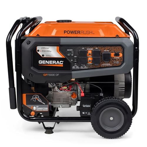 Image of Generac 9,400 Starting Watt Dual Fuel Portable Generator - Electric Start - Gas or Propane Powered - Home Backup or Jobsite - Quiet, Long Runtime, Emergency Power - 49-State Compliant