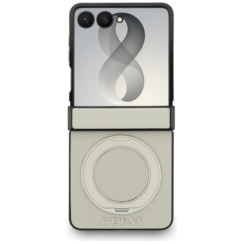 CG MOBILE Guess Soporte de anillo magnético con logotipo clásico granulado compatible con MagSafe Funda para Samsung Galaxy Z Fold8 Ultra (Beige)