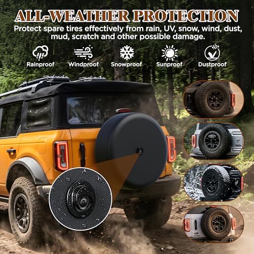 Spare Tire Cover with Backup Camera Hole for Ford Bronco (2021-2025) by Amooca - Used condition - Image 5