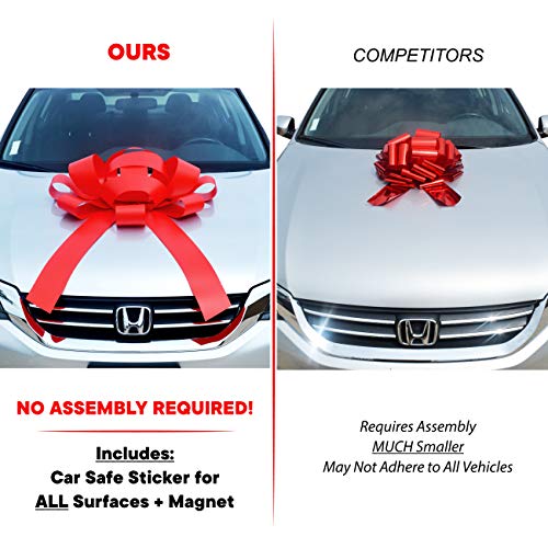 Carbowz Big Pink Car Bow, Happy Birthday Bow, Giant 30" Bow, Non Scratch Magnet, Weather Resistant Vinyl #TOP4