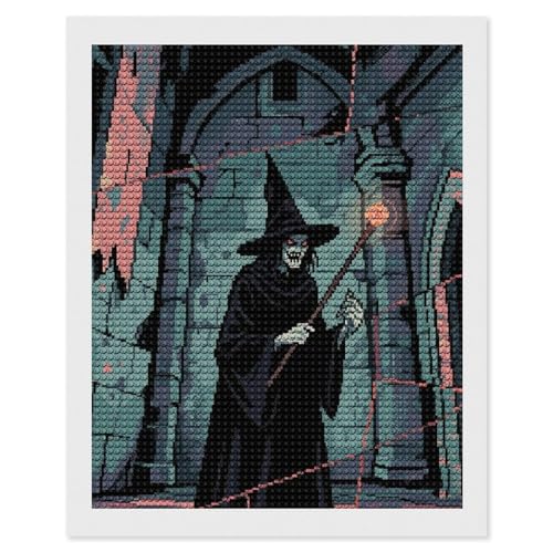 Peinture diamant sorcière château pour décoration murale salon BVNMT