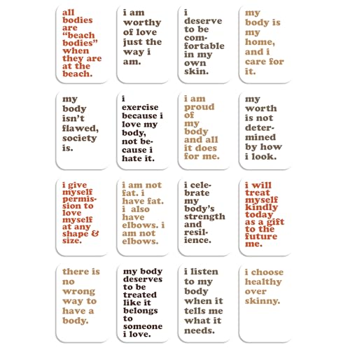 Ritzy Rose Body Positive Affirmation Cards - Motivational Deck of 16 Self Love and Recovery Cards for Women, Giftable Mental Health Mantras for Encouragement and Comfort - 4x6 Cardstock Giftable Deck