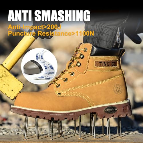 Image of Welding Work Boots for Men Women Slip on Steel Toe Safety Shoes Comfortable Indestructible Work Boots Puncture Proof Lightweight Breathable Construction Shoes
