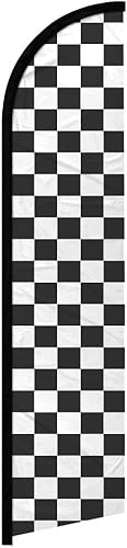 Infinity Republic - Bandera de manga completa sin viento a cuadros en blanco y negro - Perfecto para negocios, restaurantes, concesionarios,