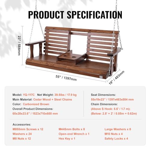 Vevor 5INZDTP Wooden Porch Swing 5 Ft thumb #6