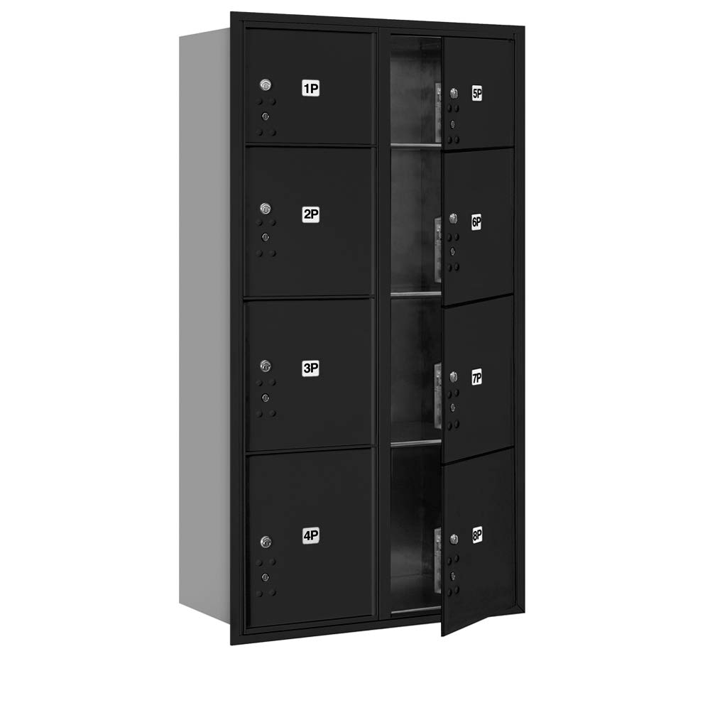 4C Horizontal MAILBOX-56-3/4"-DBL COL-Parcel LOCKER-2PL3/4PL4/2PL4.5-Black-Front Load-for USE with USPS Lock