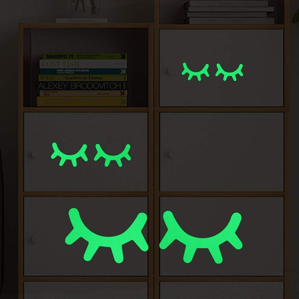 GADGETS WRAP Sleepy Eyes Glow in The Dark Wall Sticker Kids Room Decoration Luminous Switch Sticker Furniture Stickers Laptop Phone DIY Décor