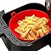 Panier Friteuse, Panier en Silicone pour Accessoires de Friteuse Accessoire Air Fryer Pot pour Friteuse à Air Doublure de Four à Friteuse à Air Ronde - 19x5.5cm(Rouge)