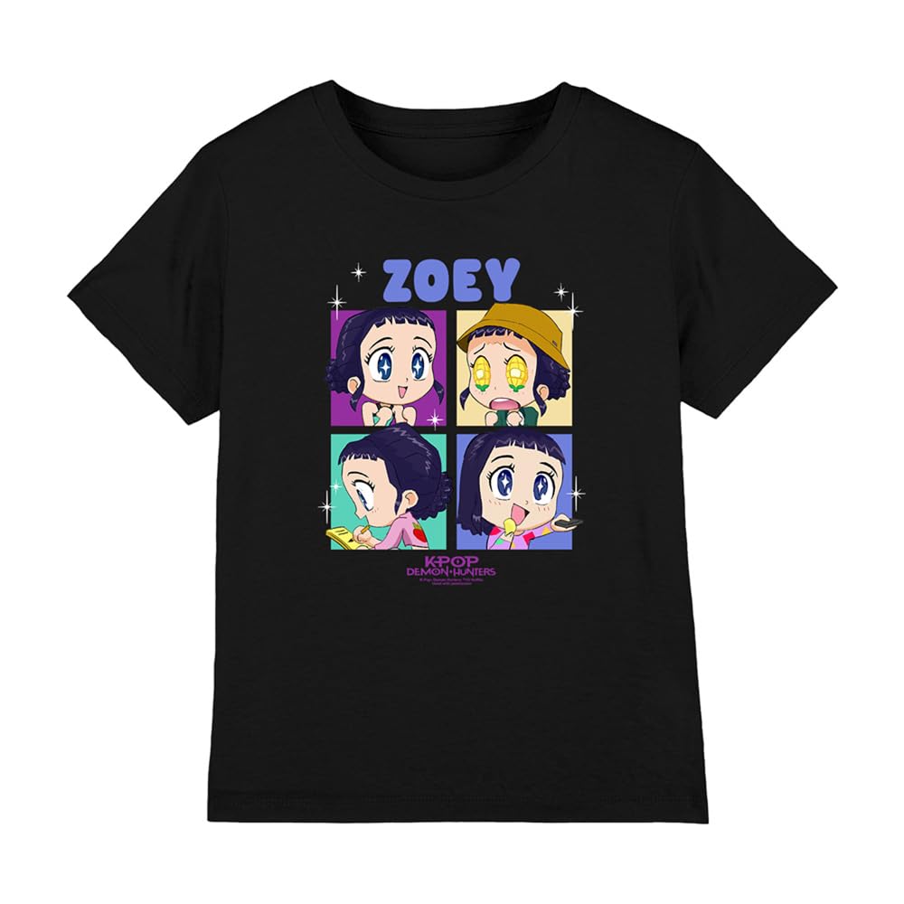 Kpop Demon Hunters Black - Huntrix Zoey Chibi Boes Kids T Shirt, 5-6