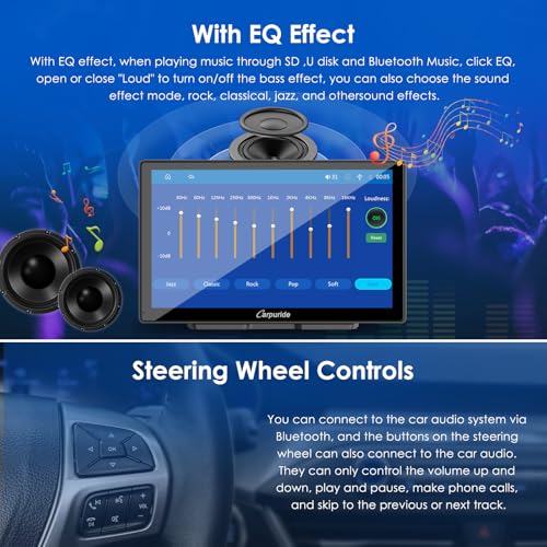 Image of CARPURIDE 9 Inch Car Play Screen for Car, Compatible with Wireless /Wired Apple CarPlay, Android Auto and Mirror Link - Bluetooth Audio, Navigation,Siri, FM, AUX