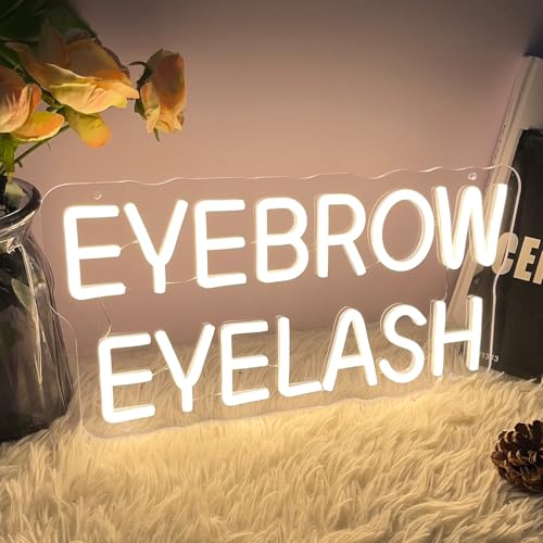 Image of Eyebrow Eyelash Neon Sign Spa Beauty Room Nail Brows Lashed Salon Studio LED Wall Art Decor For Business Stores Logo Barber Shops Led Word Indoor Custom Neon Lights 5V USB Powered Warm White 40x20.1cm