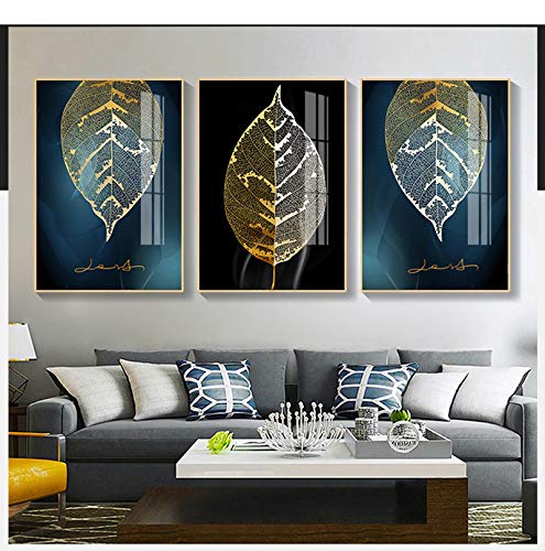 Art mural noir et or Monstera : lot de 3 affiches de peinture moderne salon 50x70