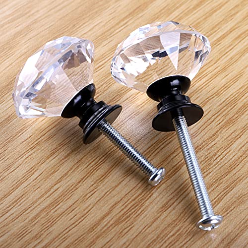 Peohud 30 Pieces Glass Cabinet Knobs, 30Mm Crystal Drawer Dresser Pulls, Clear Diamond Knobs With Screws For Kitchen, Bathroom Cabinet, Dresser And Cupboard #TOP2