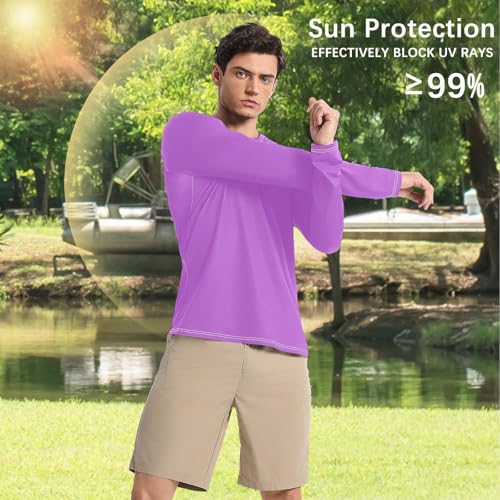 Medium Orchid Purple Long Sleeves UPF 50+ Lightweight Round Neck UV Sun Protection Long Sleeve Shirts Summer4