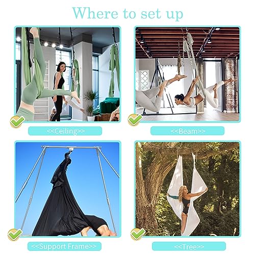 Prior Fitness PF-0425 Aerial Yoga Hammock 5.5 Yards Starter Kit Premium Aerial Silk Low Non-Stretch Nylon Fabric thumb #5