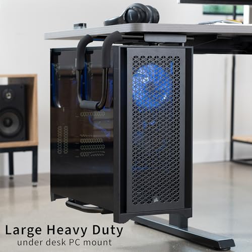 Image of VIVO X-Large Heavy Duty Adjustable Under-Desk Mount, Home and Office Computer CPU Tower Stand with Secure Locking, Holds up to 66 lbs, Black, MOUNT-PC04B-L
