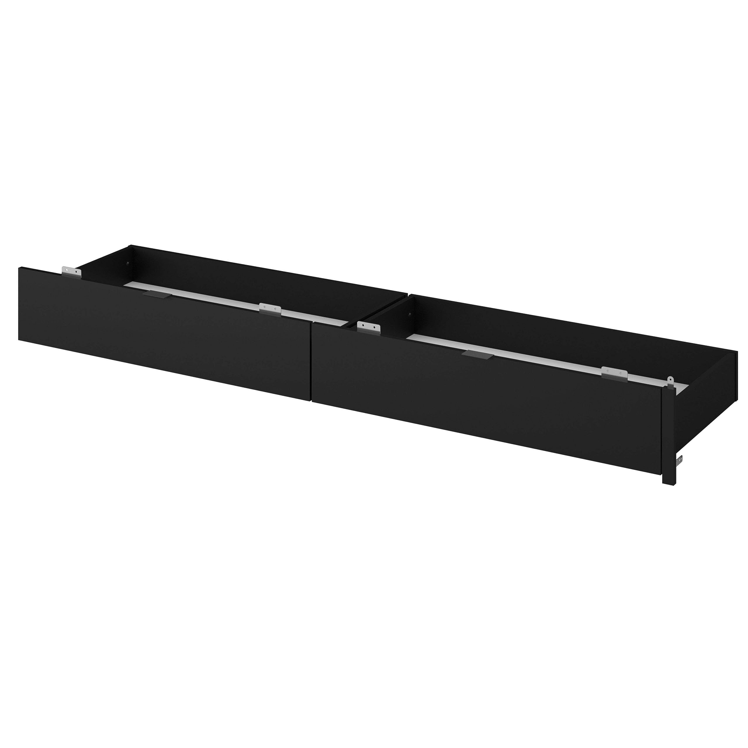 Miroytengo Pack Dormitorio Completo John Cama con cajones y Cabecero Puente Roble Brooklyn y Negro Stipple (Cama de 135-140x190 cm)