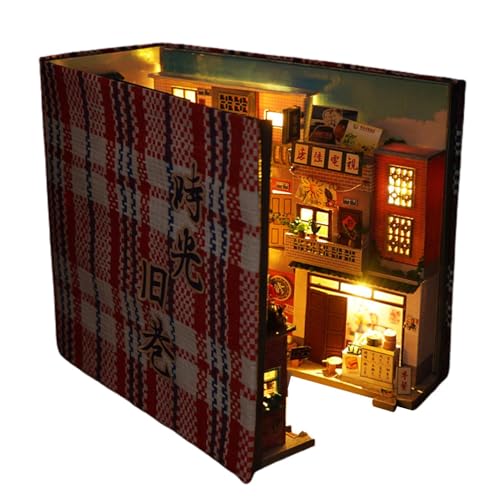 Coin de Livre Artistique en Bois avec LED : Décoration Intérieure Haut de Gamme et Vitrine Anti-poussière
