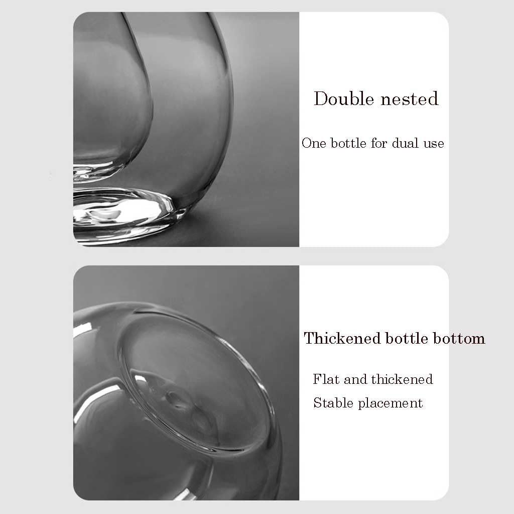 Botella de Vidrio dispensador de Aceite y vinagre, Dispensador de Aceite y vinagre 2 en 1, Botella de Vidrio de Doble Capa, tapón de Corcho, Recipiente de Cocina(B-Model)