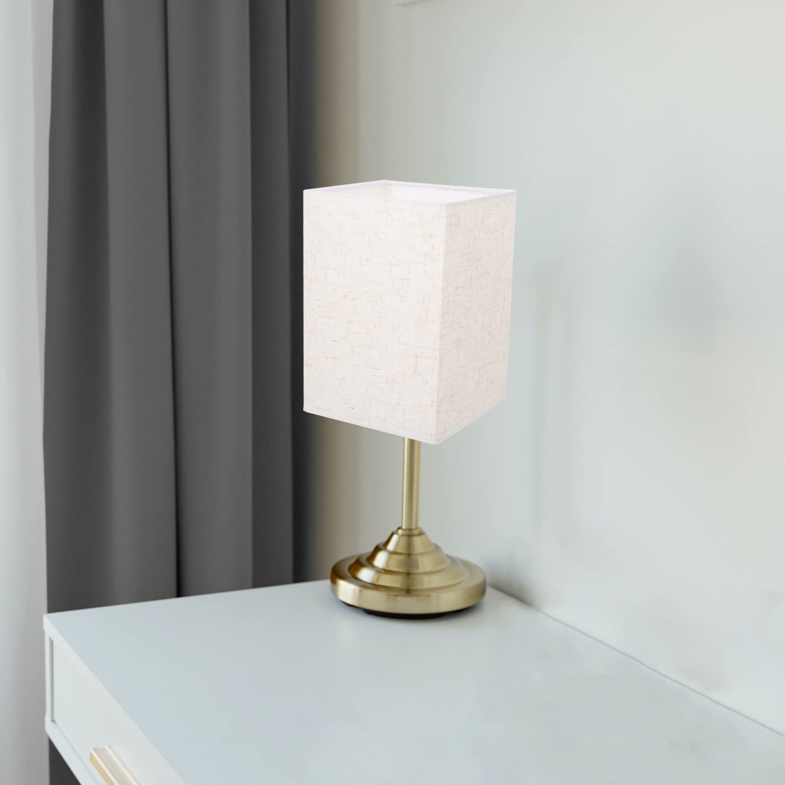 CHILDWEET Pantalla de Lámpara de Lino Cuadrada con Diseño Elegante y Fácil Instalación para Lámparas de Mesa Color Beige