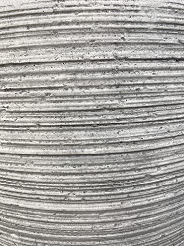 Cypress & Alabaster Coastal Two Toned Ribbed Round Fiberglass Indoor/Outdoor Planter Pot - Large For Live Plants, Artificial Trees Or Artificial Plants, Weather Resistant, Flower Pot, Home Décor #TOP3