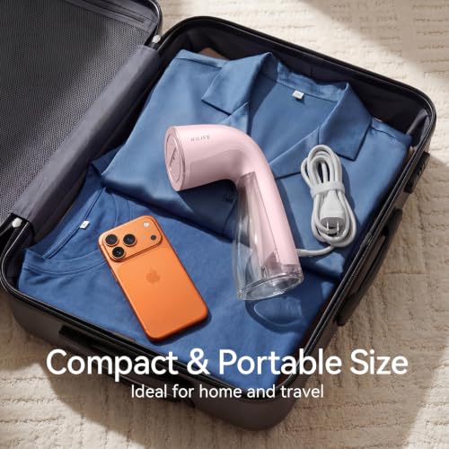 Image of HiLIFE Steamer for Clothes, Portable Handheld Design, 240ml Big Capacity, 700W, Strong Penetrating Steam, Removes Wrinkle, for Home, Office and Travel(ONLY FOR 120V) (Pink)