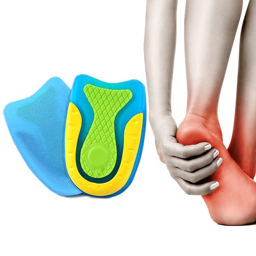 QERINKLE Gel Heel cups Silicone Heel Pad for Heel Ankle Pain, Heel Spur Shoe Support Pad for Men and Women Shock Cushion Pad for Heels (Multicolor)