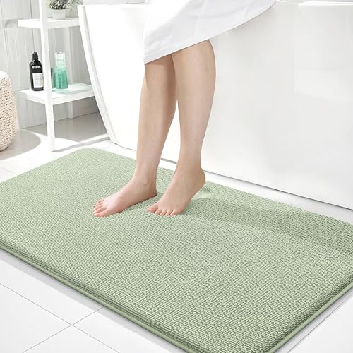 Image of OLANLY Thick Memory Foam Bathroom Runner Rugs 44x24, Extra Soft Absorbent Long Bath Rug, Quick Dry, Non-Slip, Machine Washable Bath Mat for Bathroom, Tub and Shower, Home Decor Accessories, Sage Green