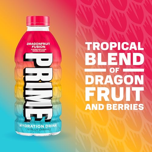Image of PRIME HYDRATION Variety, Dragonfruit Fusion, Orange Swirl, & Future Freeze Sports Drinks, Electrolyte Enhanced to Replenish Fluids, Zero Added Sugar, B Vitamins, Antioxidants, 12 Fl Oz, 15 Pack