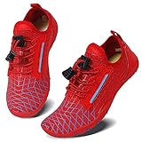 Caitin Boys Girls Water Shoes Quick Drying Aqua Beach Pool Swim Lightweight Athletic Sneakers for Little Big Kids, 1_2 Red, 12 Little Kid