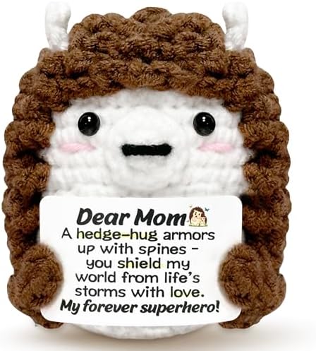 Gifts for Mom - Funny Emotional Support Crochet Animals for Mother Mama Women, Mom Birthday Gifts, Moms Gift from Daughter Son, Mothers Day for Moms Positive Crochet Hedgehog Present Small Cute Stuff